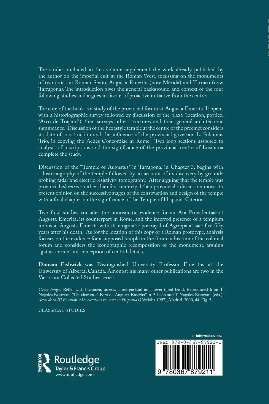 Rückseite: 9780367879211 | Precinct, Temple and Altar in Roman Spain | Duncan Fishwick | Buch