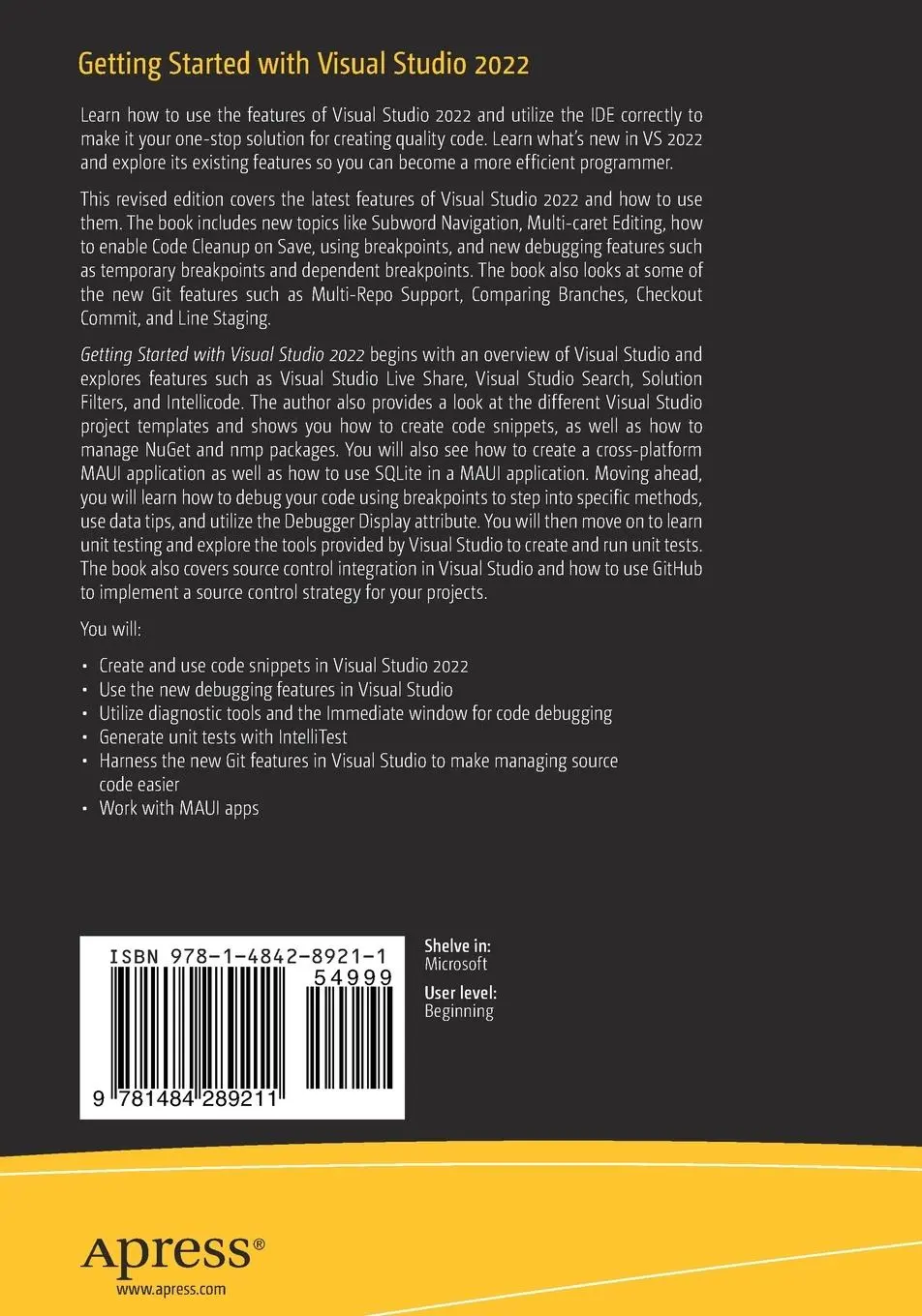 Rückseite: 9781484289211 | Getting Started with Visual Studio 2022 | Dirk Strauss | Taschenbuch