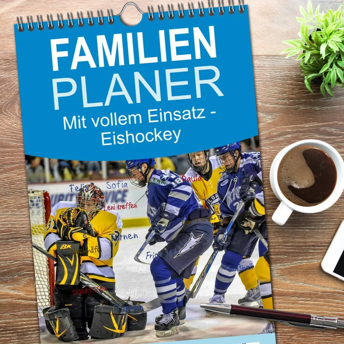 Bild: 9783516519211 | Familienplaner 2026 - Mit vollem Einsatz - Eishockey mit 5 Spalten...
