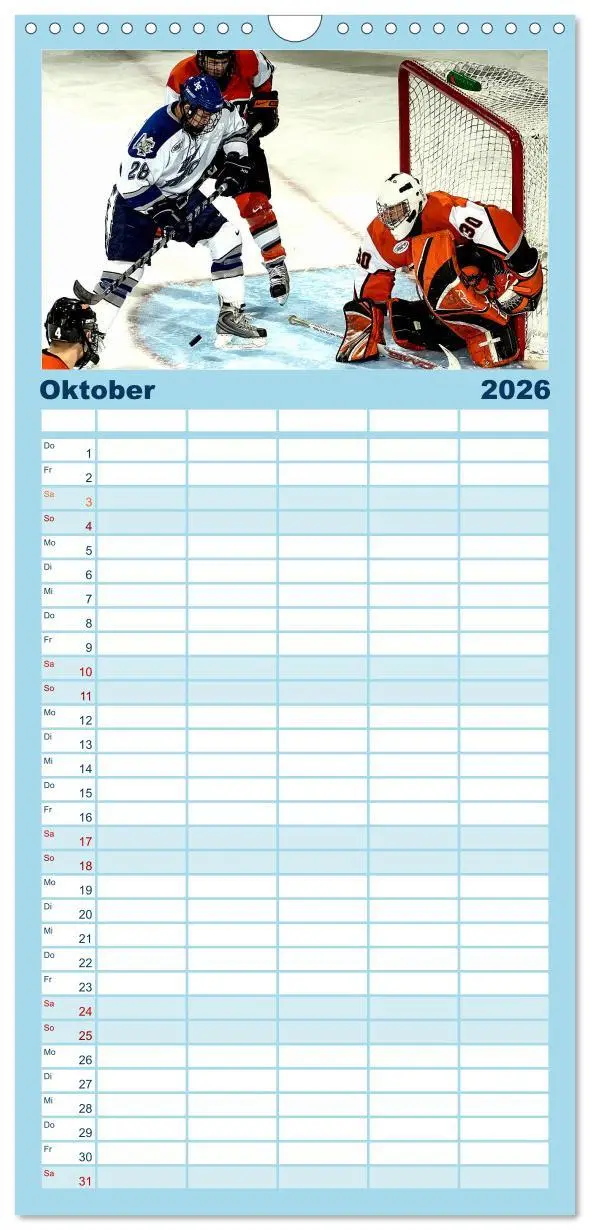 Bild: 9783516519211 | Familienplaner 2026 - Mit vollem Einsatz - Eishockey mit 5 Spalten...