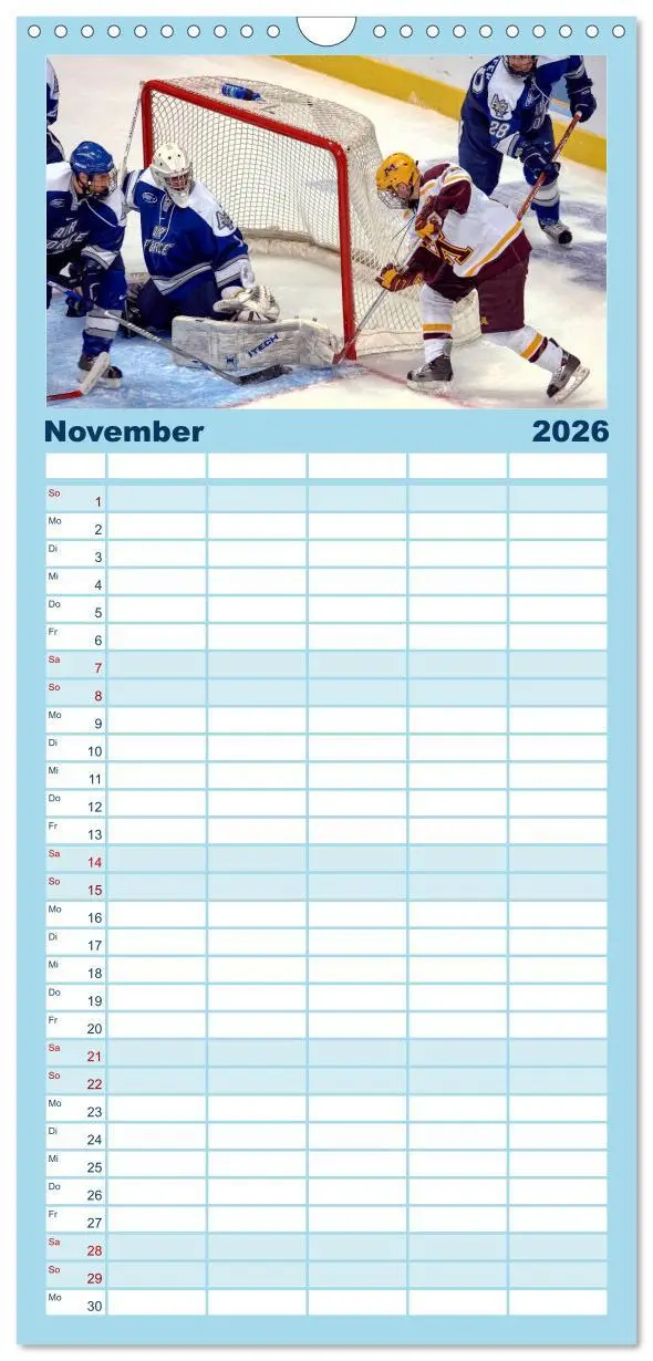 Bild: 9783516519211 | Familienplaner 2026 - Mit vollem Einsatz - Eishockey mit 5 Spalten...