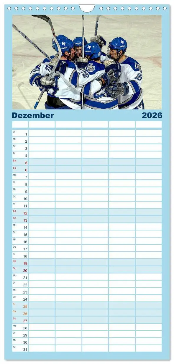 Bild: 9783516519211 | Familienplaner 2026 - Mit vollem Einsatz - Eishockey mit 5 Spalten...