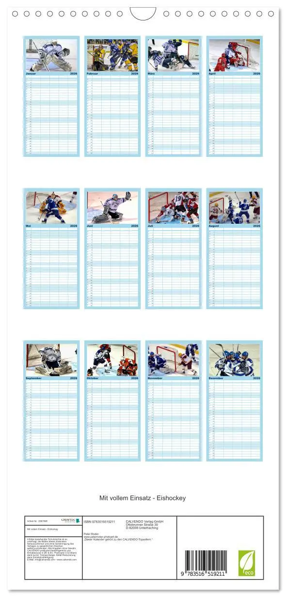 Bild: 9783516519211 | Familienplaner 2026 - Mit vollem Einsatz - Eishockey mit 5 Spalten...