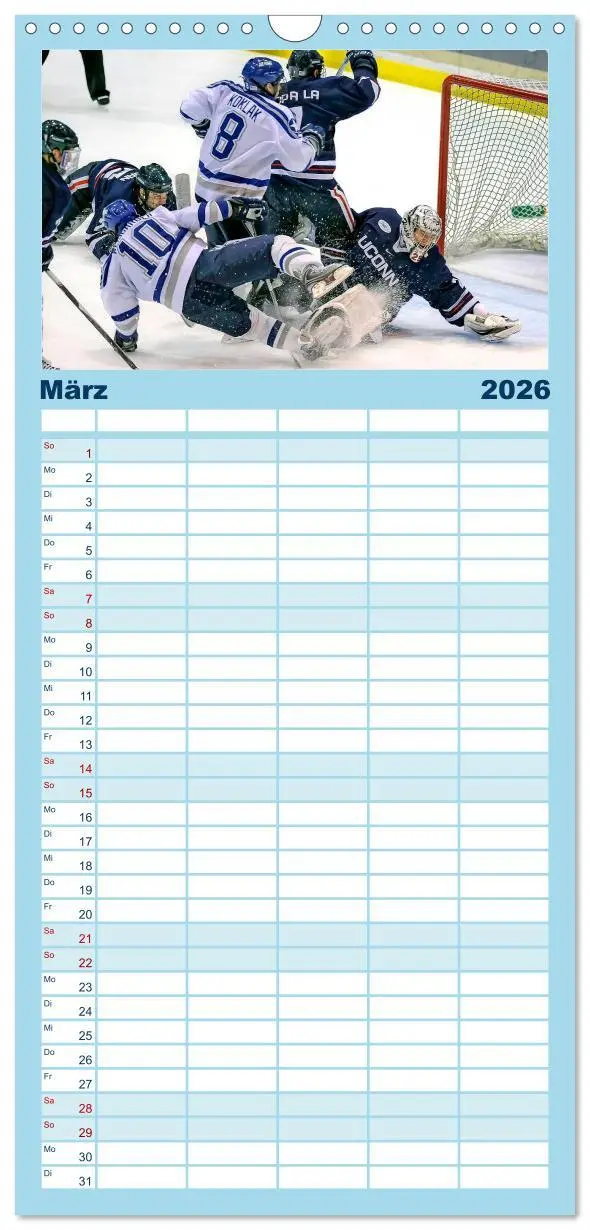 Bild: 9783516519211 | Familienplaner 2026 - Mit vollem Einsatz - Eishockey mit 5 Spalten...