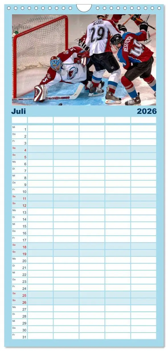 Bild: 9783516519211 | Familienplaner 2026 - Mit vollem Einsatz - Eishockey mit 5 Spalten...