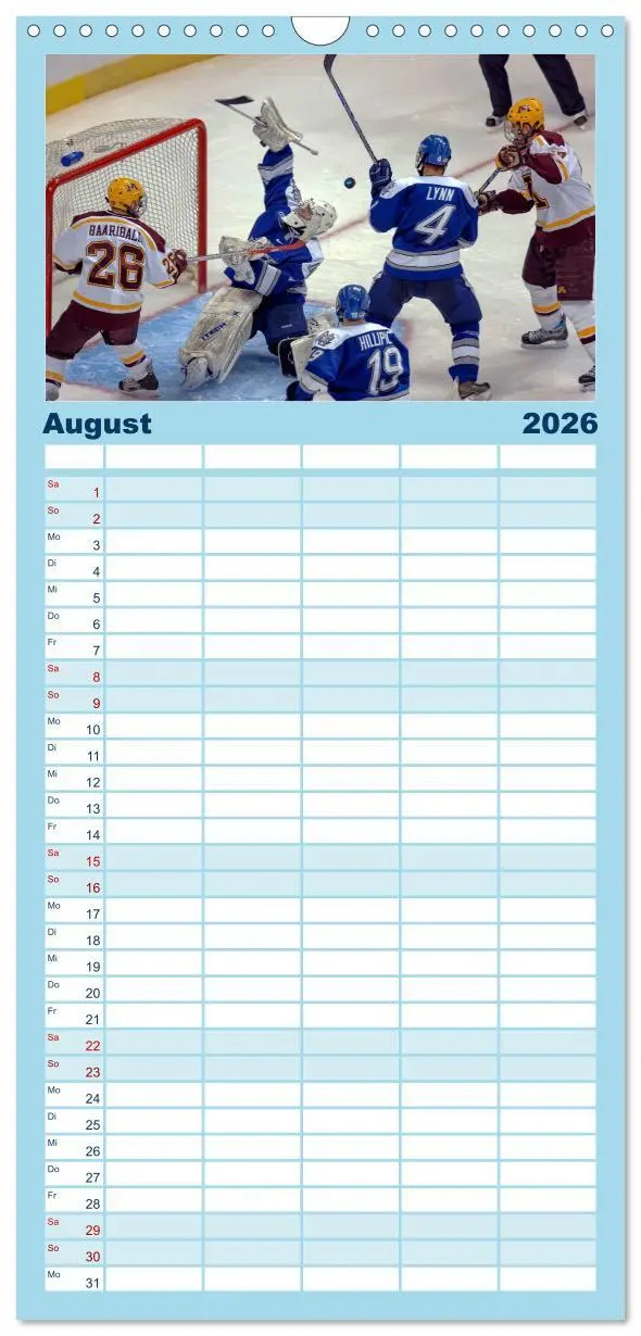 Bild: 9783516519211 | Familienplaner 2026 - Mit vollem Einsatz - Eishockey mit 5 Spalten...