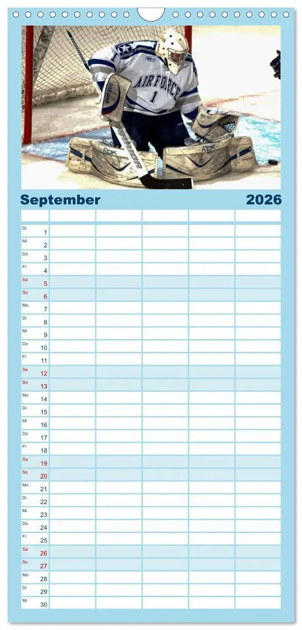 Bild: 9783516519211 | Familienplaner 2026 - Mit vollem Einsatz - Eishockey mit 5 Spalten...