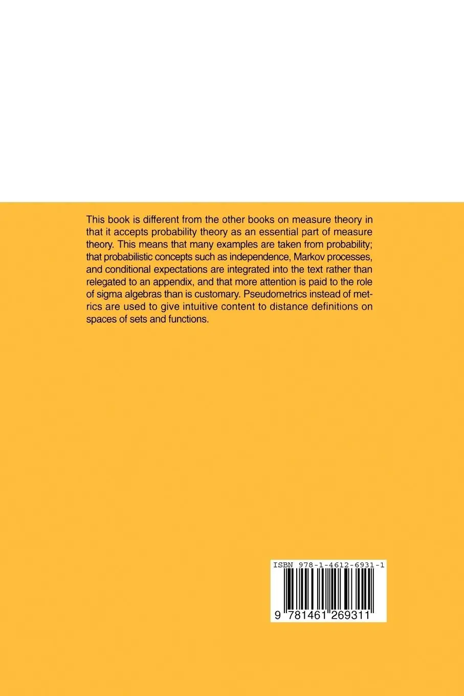 Rückseite: 9781461269311 | Measure Theory | J. L. Doob | Taschenbuch | xii | Englisch | 2012