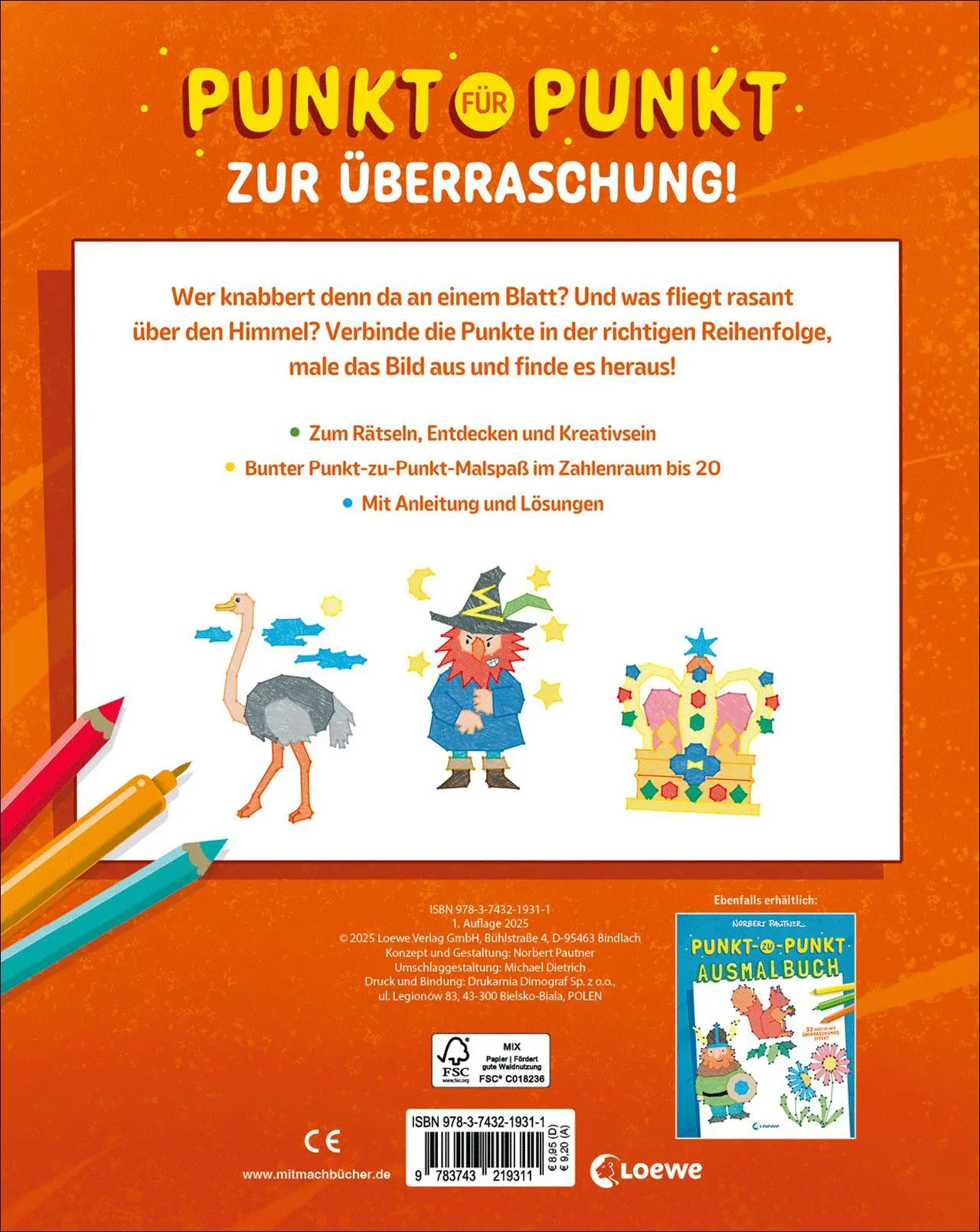 Rückseite: 9783743219311 | Punkt-zu-Punkt-Ausmalbuch (orange) | Norbert Pautner | Taschenbuch