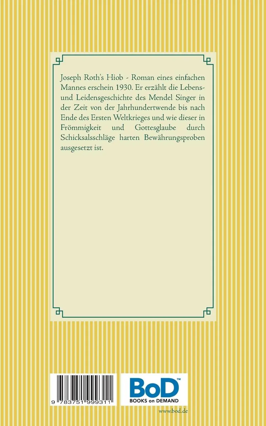 Rückseite: 9783751999311 | Hiob | Roman eines einfachen Mannes | Joseph Roth | Taschenbuch | 2020
