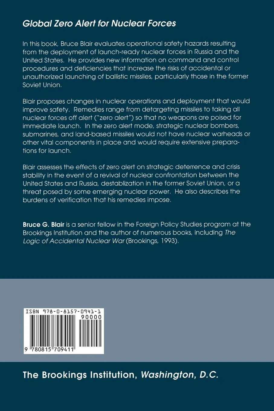 Rückseite: 9780815709411 | Global Zero Alert for Nuclear Forces | Bruce G. Blair | Taschenbuch