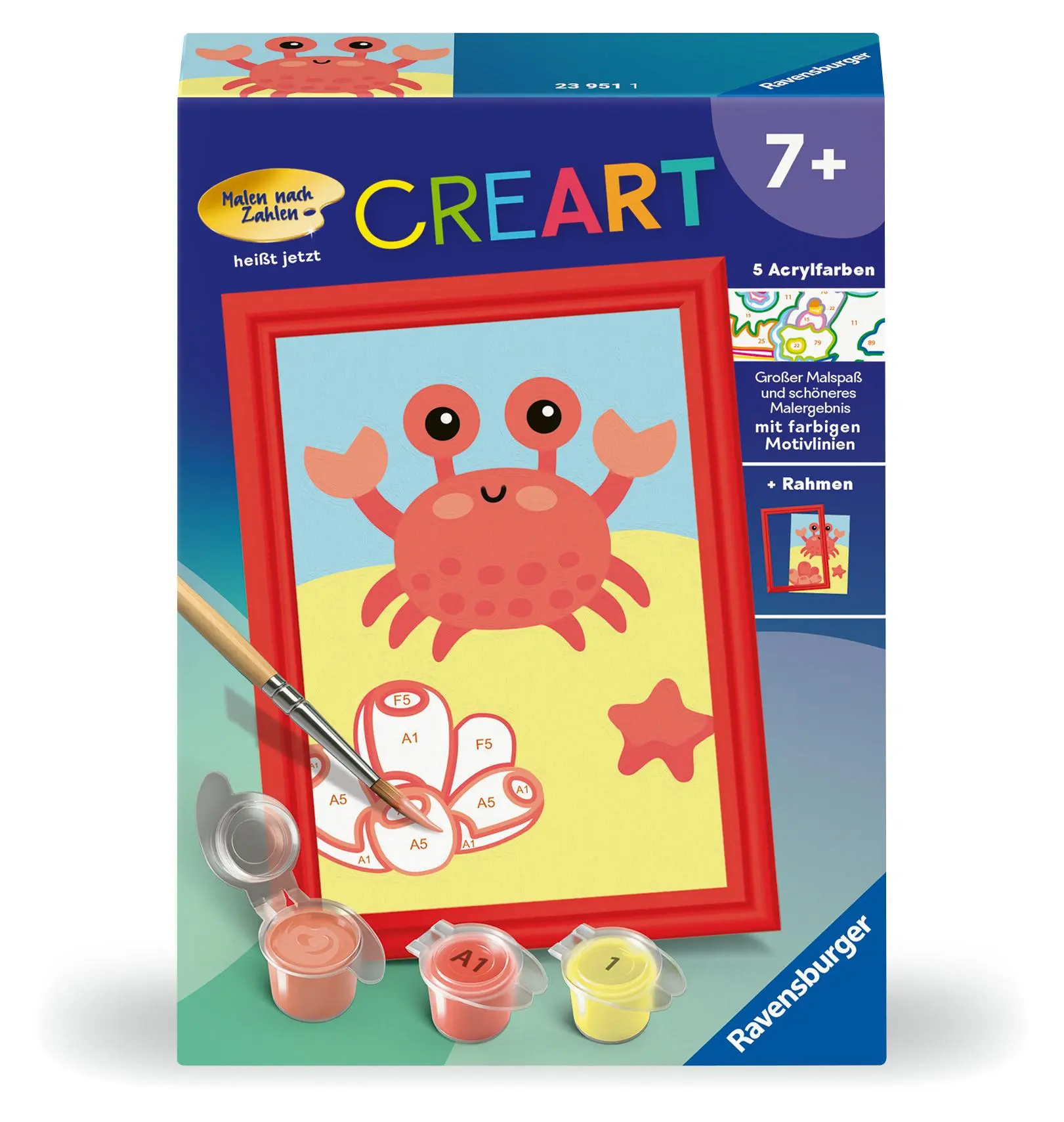 Cover: 4005556239511 | CreArt, Malen nach Zahlen Kinder - Fröhliche Krabbe | Spiel | 23951