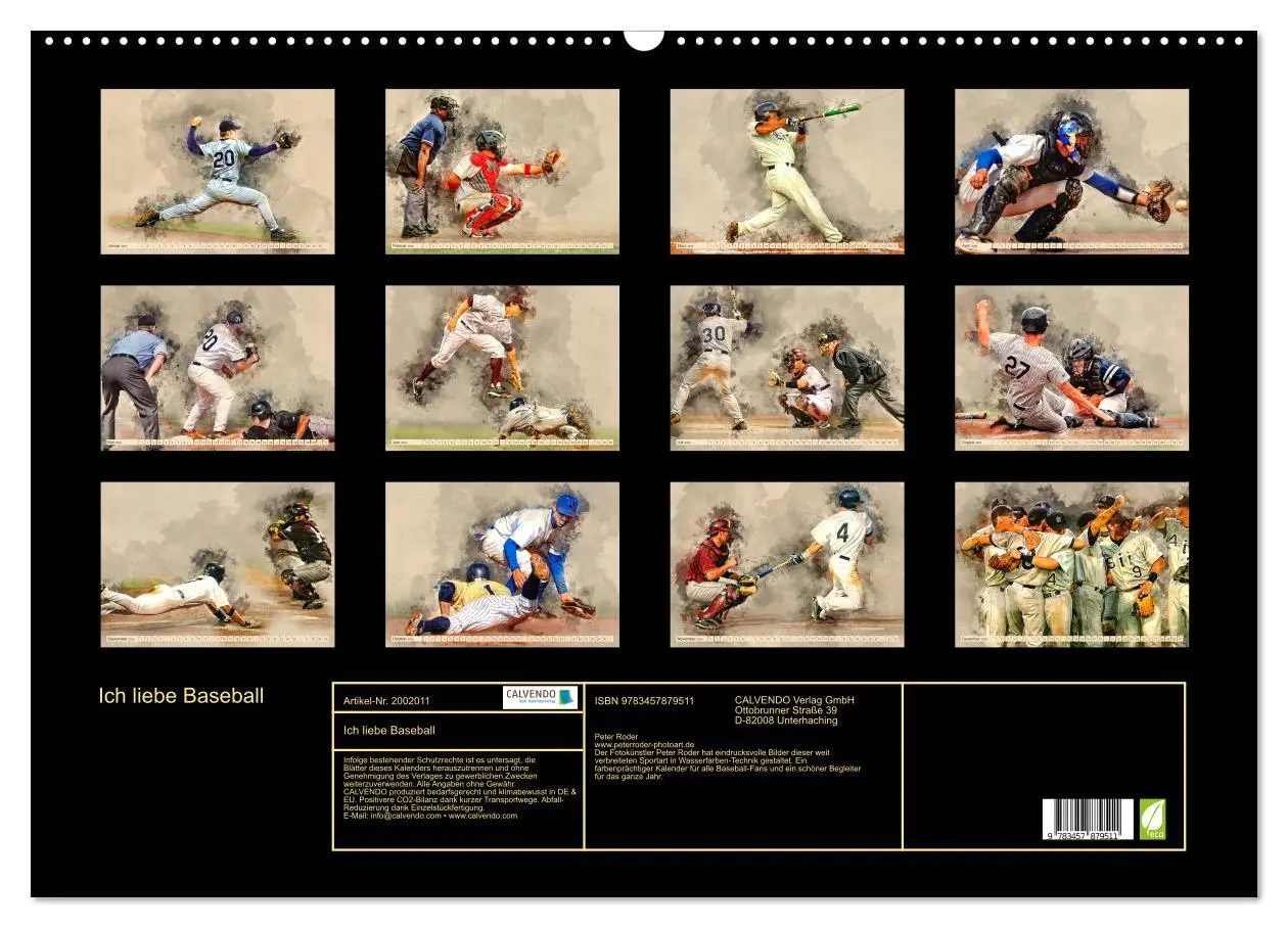 Bild: 9783457879511 | Ich liebe Baseball (Wandkalender 2026 DIN A2 quer), CALVENDO...