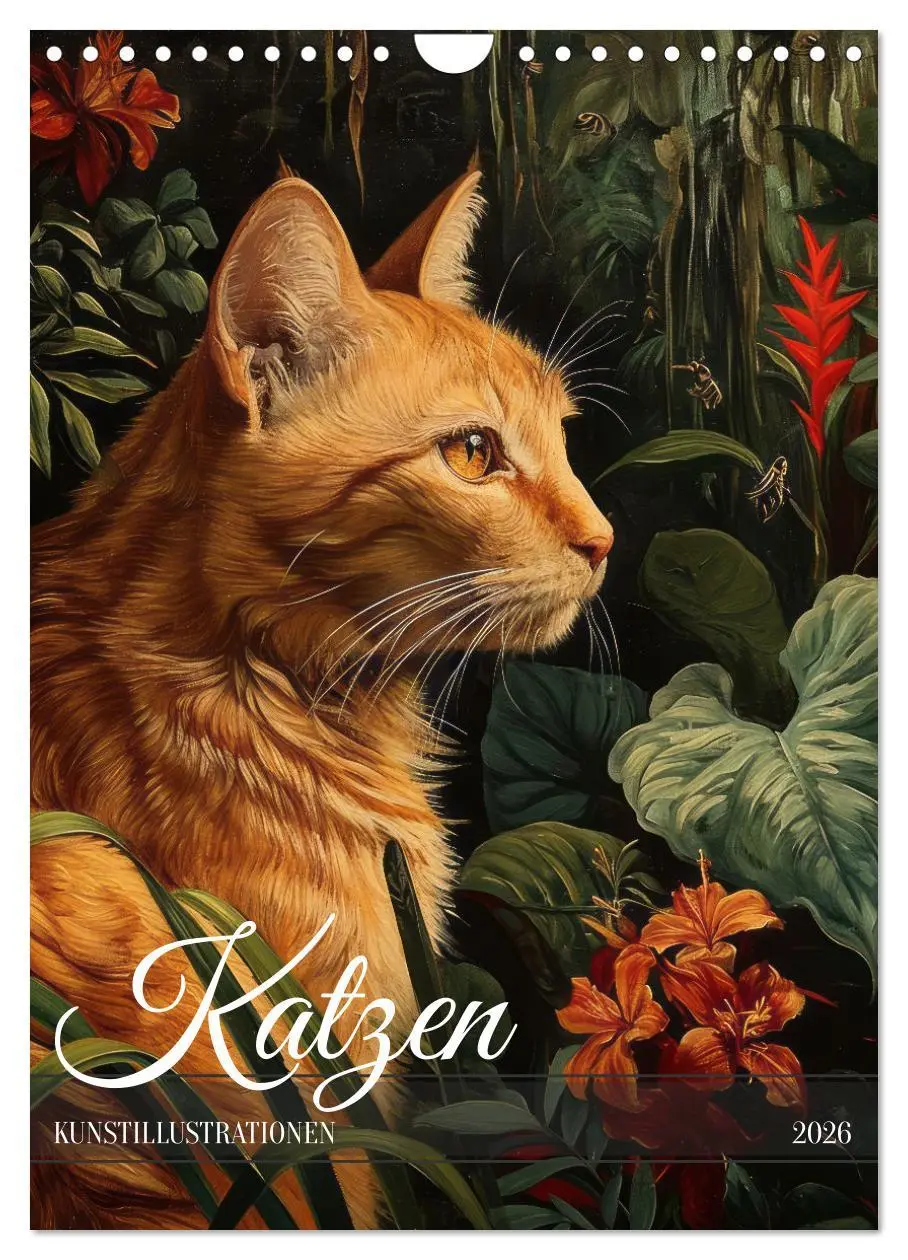 Cover: 9783516279511 | Katzen Kunstillustrationen (Wandkalender 2026 DIN A4 hoch),...
