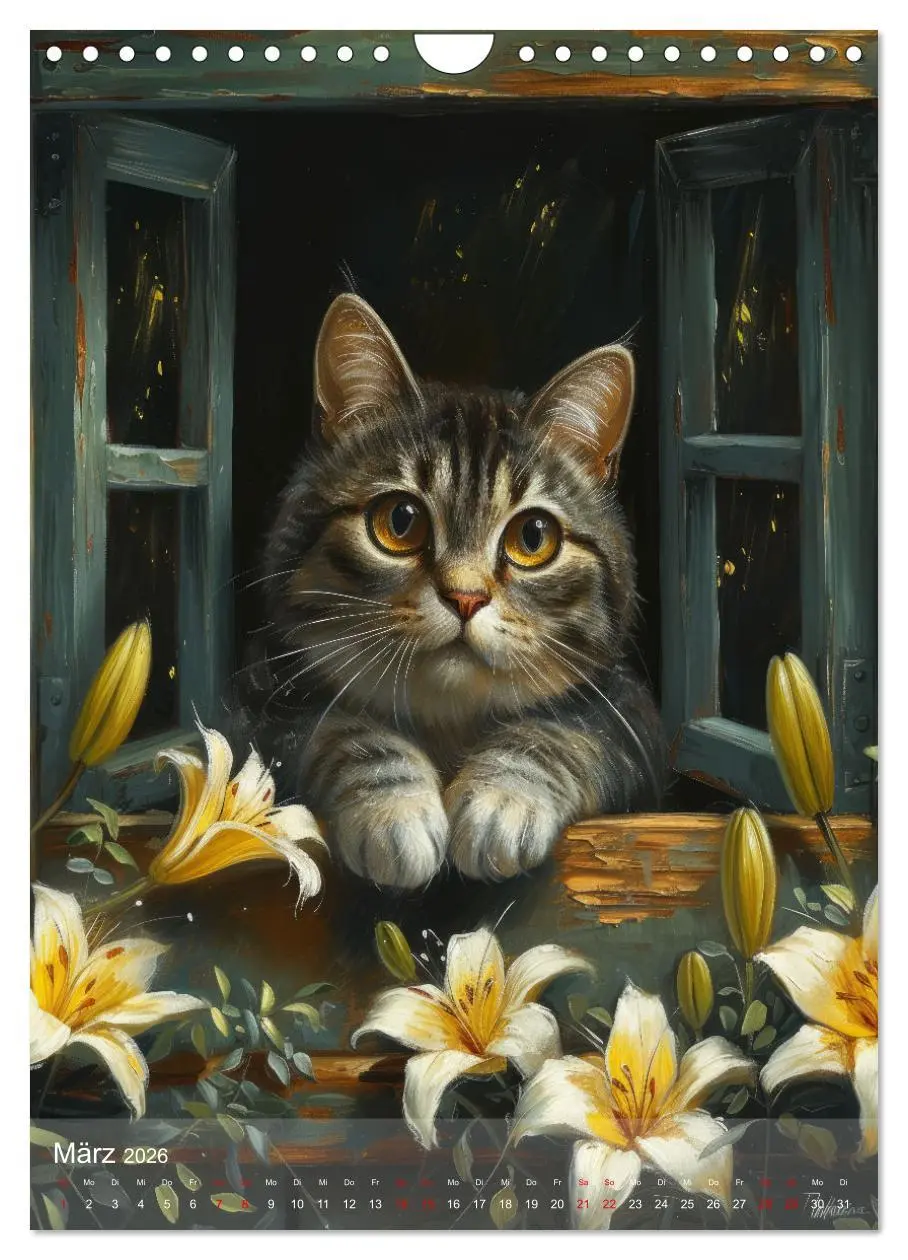 Bild: 9783516279511 | Katzen Kunstillustrationen (Wandkalender 2026 DIN A4 hoch),...