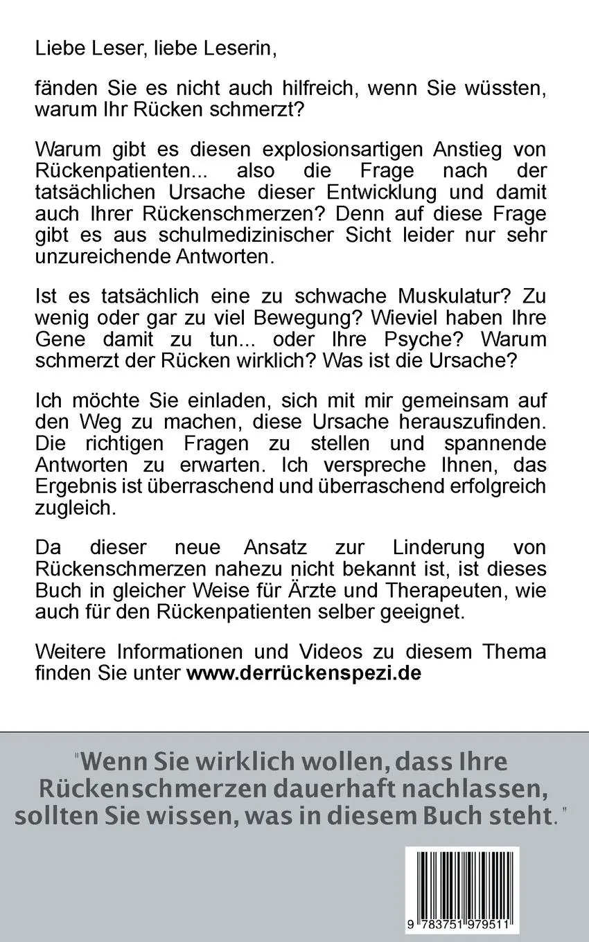Rückseite: 9783751979511 | Warum der Rücken schmerzt | Den Rücken verstehen und Schmerzen lindern