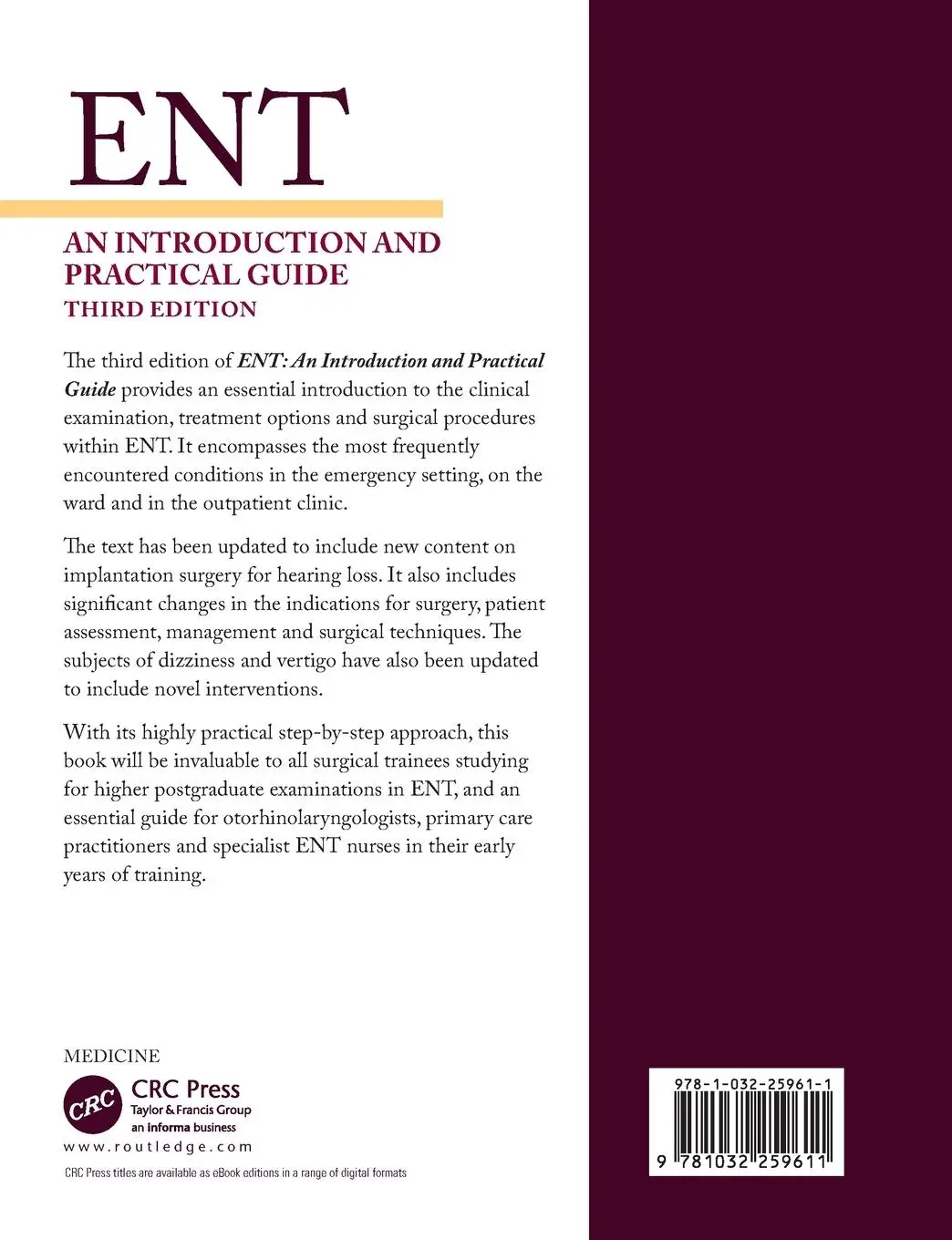 Rückseite: 9781032259611 | ENT | An Introduction and Practical Guide | James Tysome (u. a.)