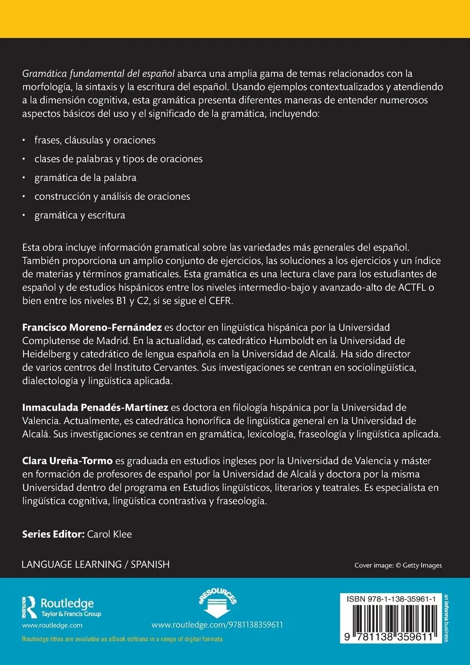 Rückseite: 9781138359611 | Gramática fundamental del español | Francisco Moreno-Fernández (u. a.)