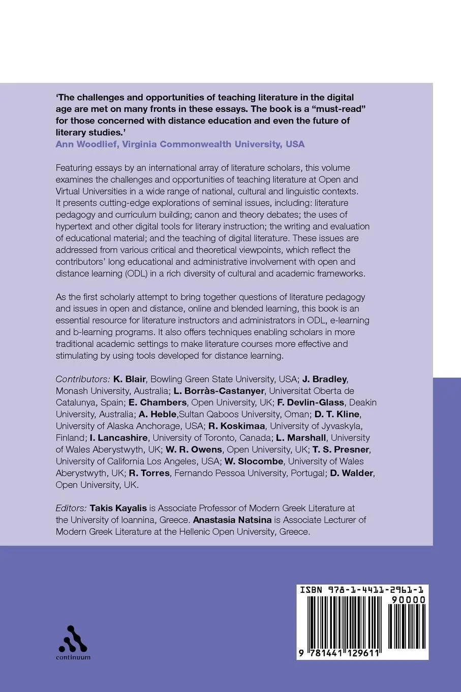 Rückseite: 9781441129611 | Teaching Literature at a Distance | Open, Online and Blended Learning