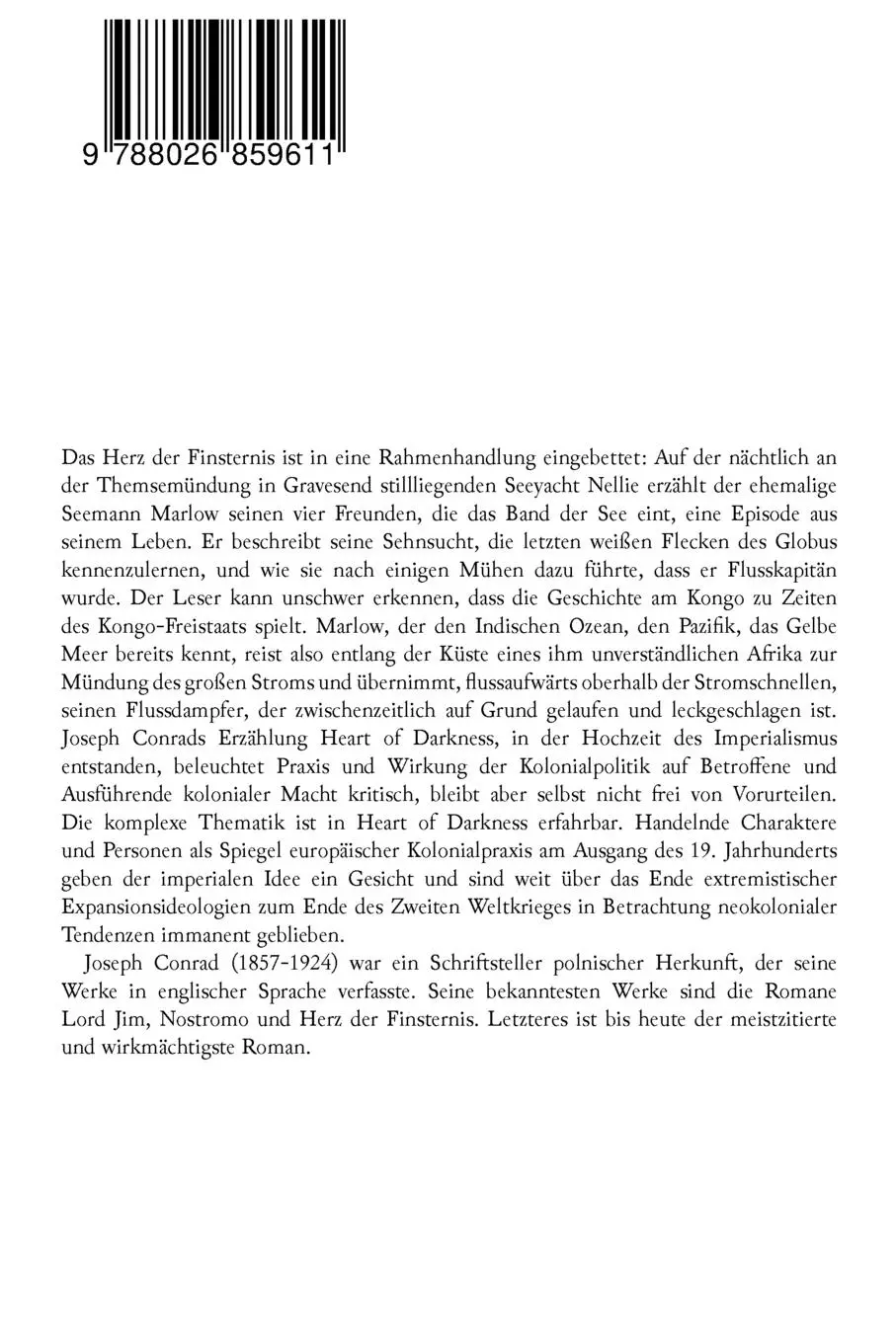 Rückseite: 9788026859611 | Das Herz der Finsternis | Joseph Conrad (u. a.) | Taschenbuch | 2017