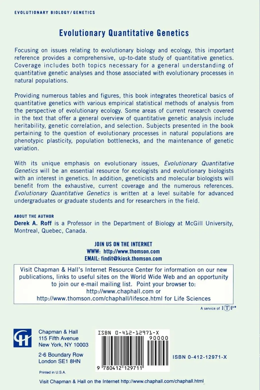 Rückseite: 9780412129711 | Evolutionary Quantitative Genetics | Derek A. Roff | Taschenbuch | xvi