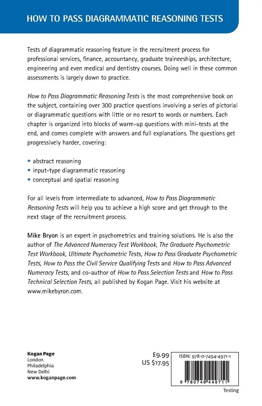 Rückseite: 9780749449711 | How to Pass Diagrammatic Reasoning Tests | Mike Bryon | Taschenbuch