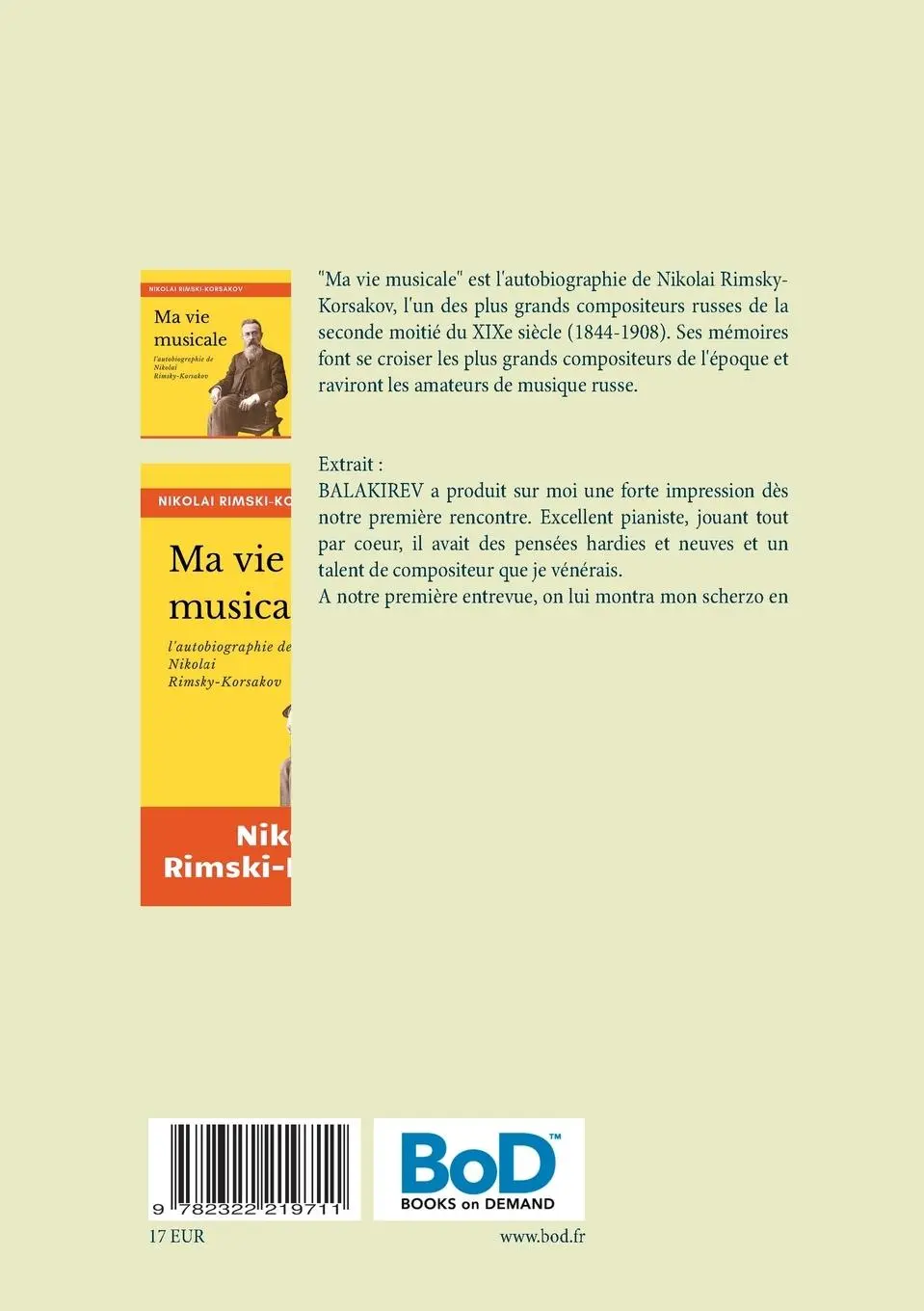 Rückseite: 9782322219711 | Ma vie musicale | l'autobiographie de Rimski-Korsakov | Taschenbuch