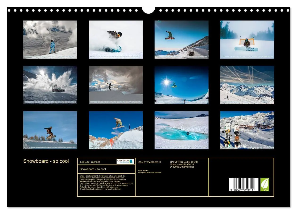 Bild: 9783457859711 | Snowboard - so cool (Wandkalender 2026 DIN A3 quer), CALVENDO...