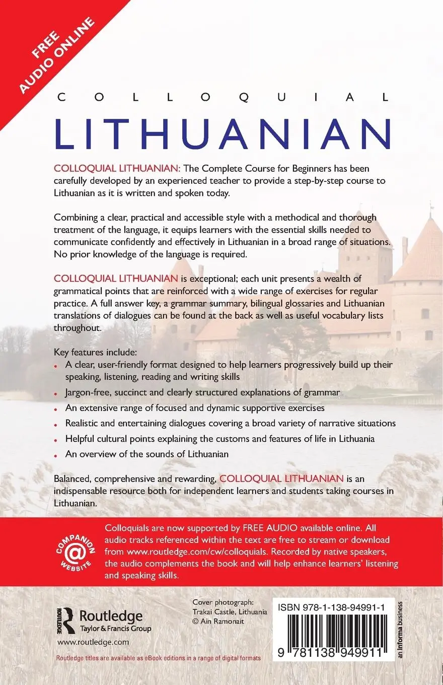 Rückseite: 9781138949911 | Colloquial Lithuanian | The Complete Course for Beginners | Buch