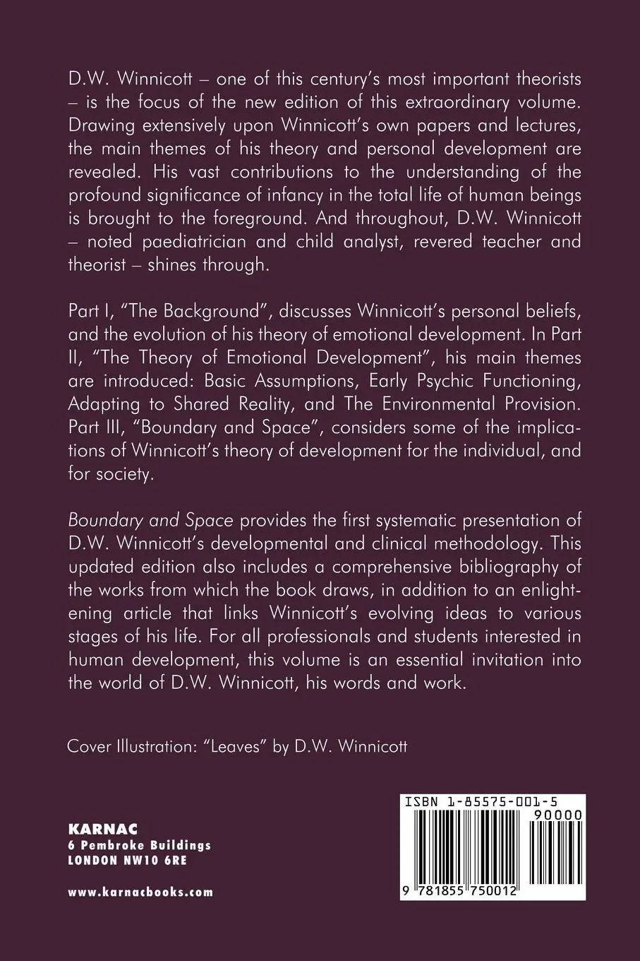 Rückseite: 9781855750012 | Boundary and Space | An Introduction to the Work of D.W. Winnicott