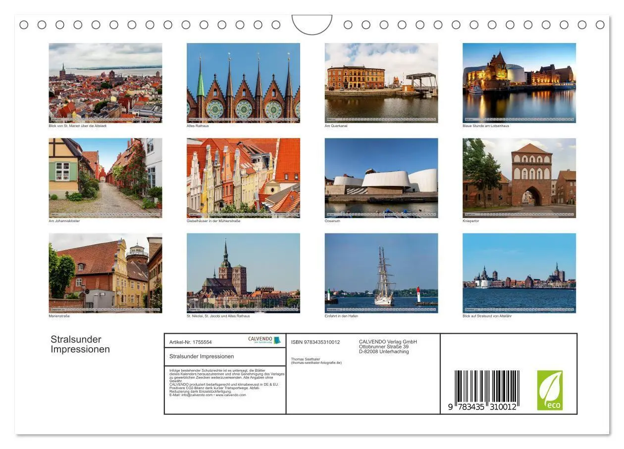 Bild: 9783435310012 | Stralsunder Impressionen (Wandkalender 2025 DIN A4 quer), CALVENDO...