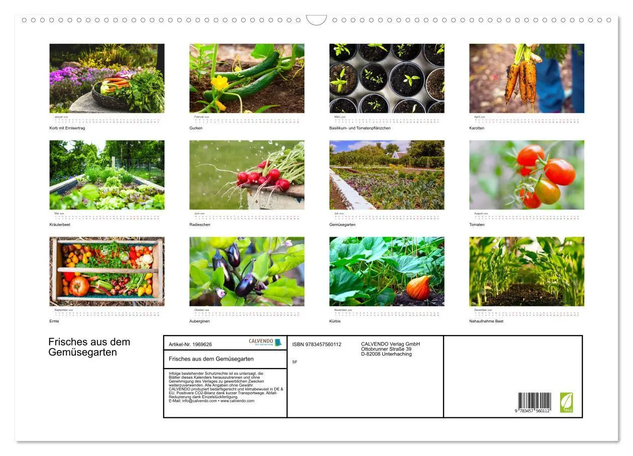 Bild: 9783457560112 | Frisches aus dem Gemüsegarten (Wandkalender 2026 DIN A2 quer),...
