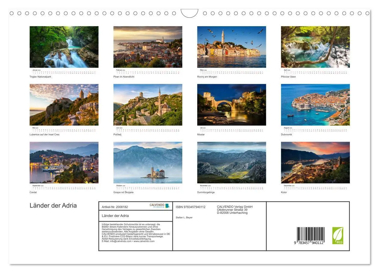 Bild: 9783457940112 | Länder der Adria (Wandkalender 2026 DIN A3 quer), CALVENDO...