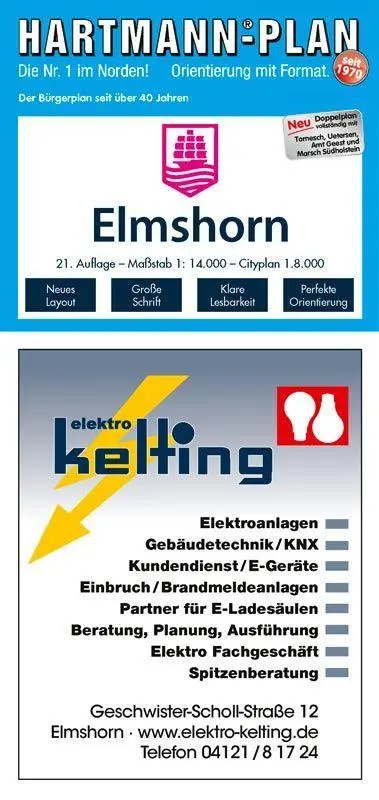 Cover: 4033527300212 | HARTMANN-PLAN Elmshorn, 1:14.000, Stadtplan | (Land-)Karte | Deutsch