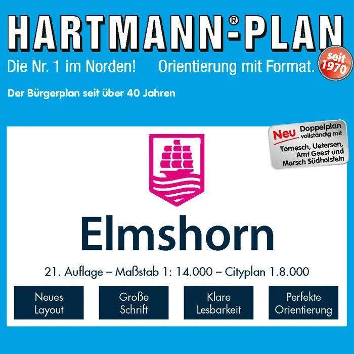 Bild: 4033527300212 | HARTMANN-PLAN Elmshorn, 1:14.000, Stadtplan | (Land-)Karte | Deutsch