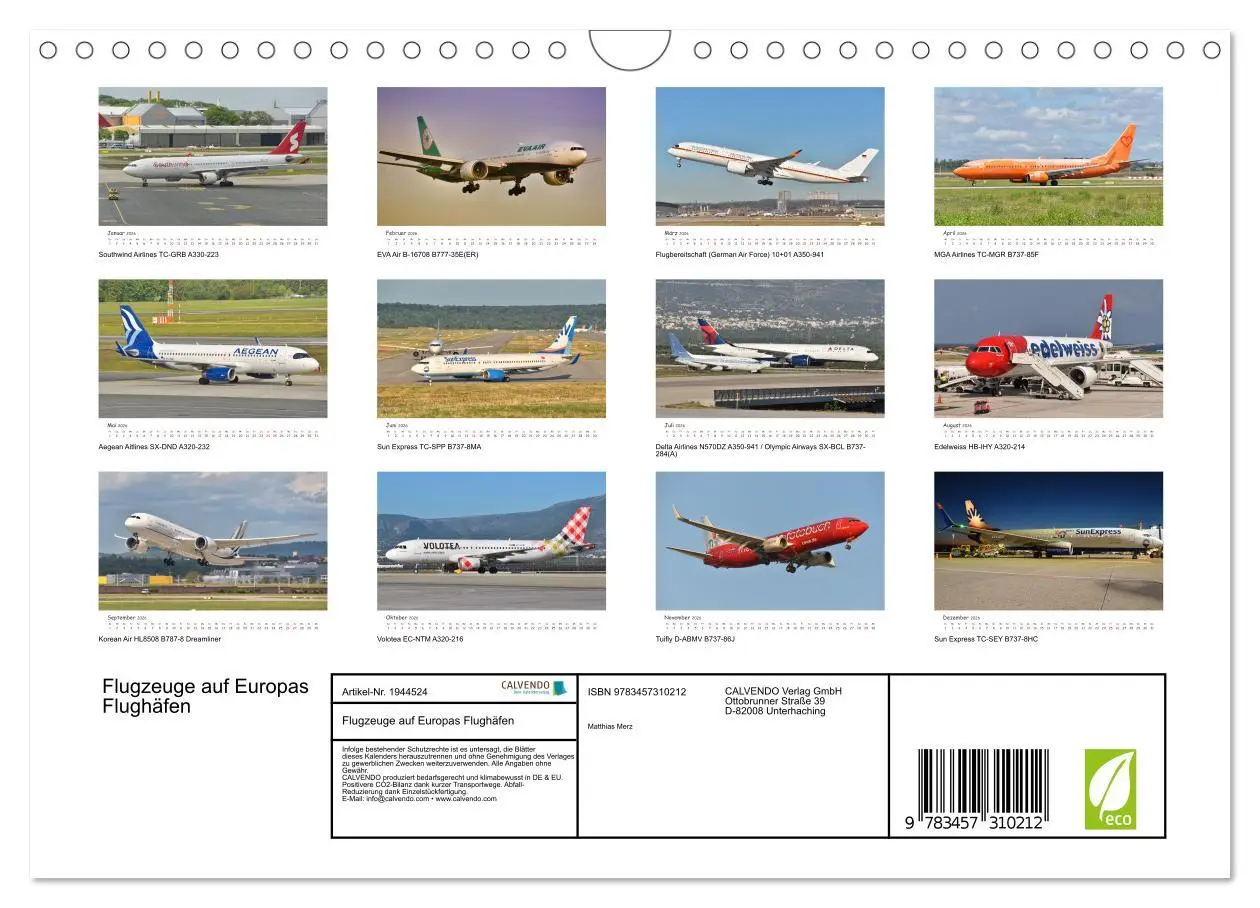 Bild: 9783457310212 | Flugzeuge auf Europas Flughäfen (Wandkalender 2026 DIN A4 quer),...