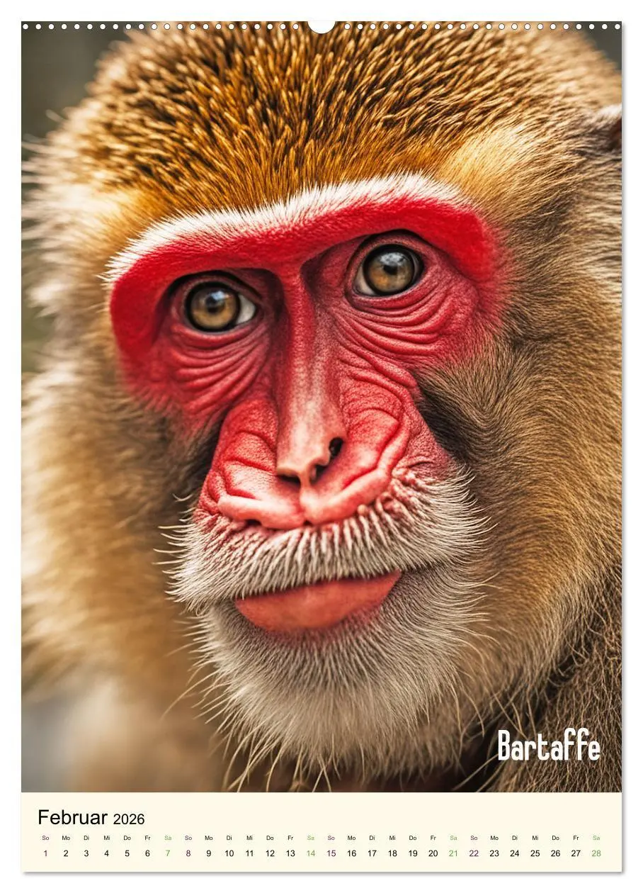Bild: 9783516260212 | Intensive Blicke - Affen Porträts (Wandkalender 2026 DIN A2 hoch),...