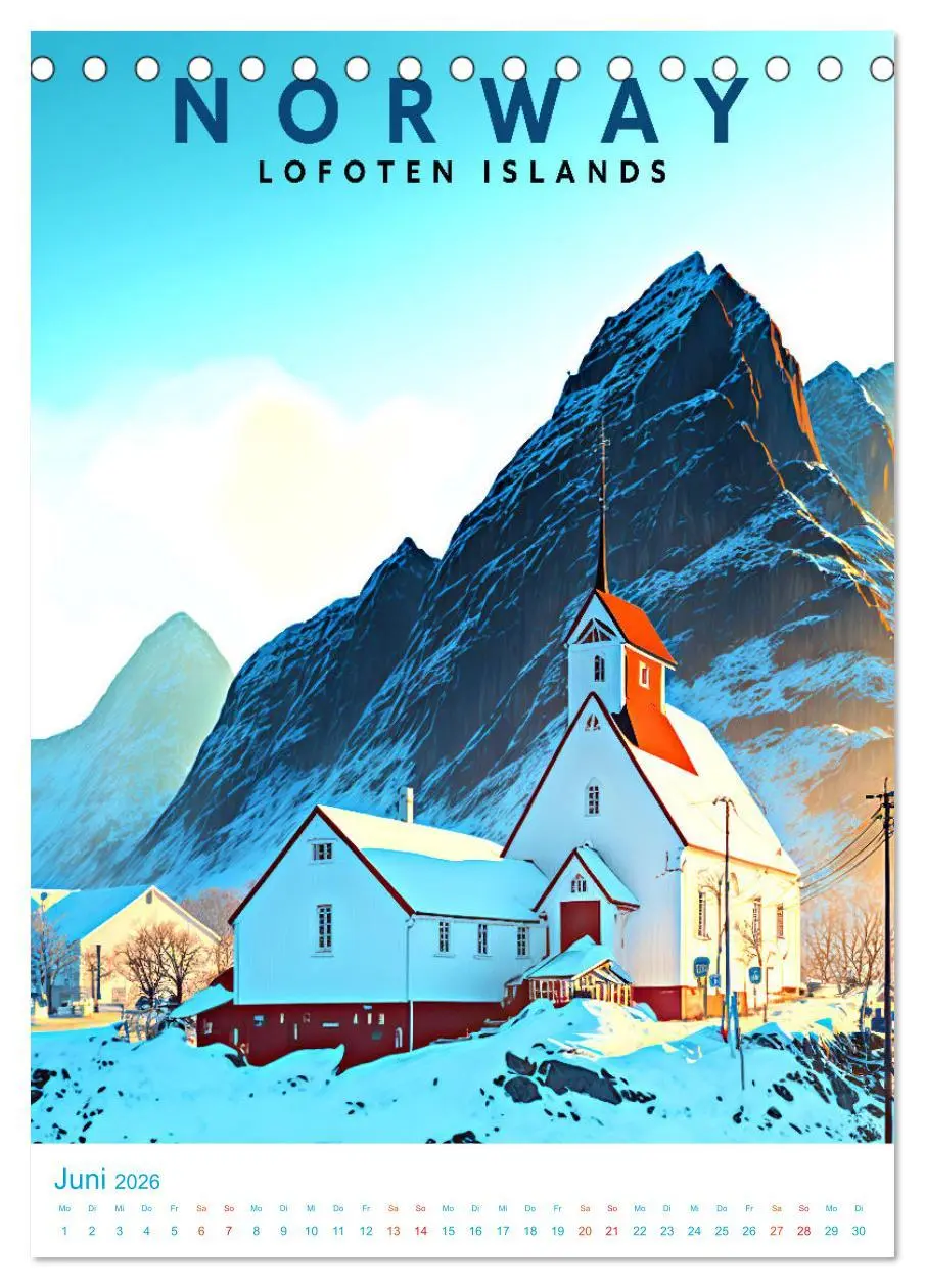 Bild: 9783516330212 | Lofoten - Old School Poster Style (Tischkalender 2026 DIN A5 hoch),...