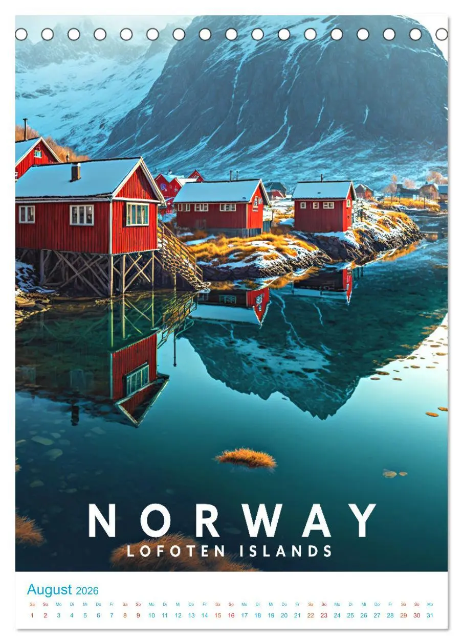 Bild: 9783516330212 | Lofoten - Old School Poster Style (Tischkalender 2026 DIN A5 hoch),...