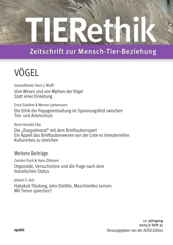 Cover: 9783565070312 | TIERethik (17. Jahrgang 2025/2) | Altex Edition | Taschenbuch | 140 S.