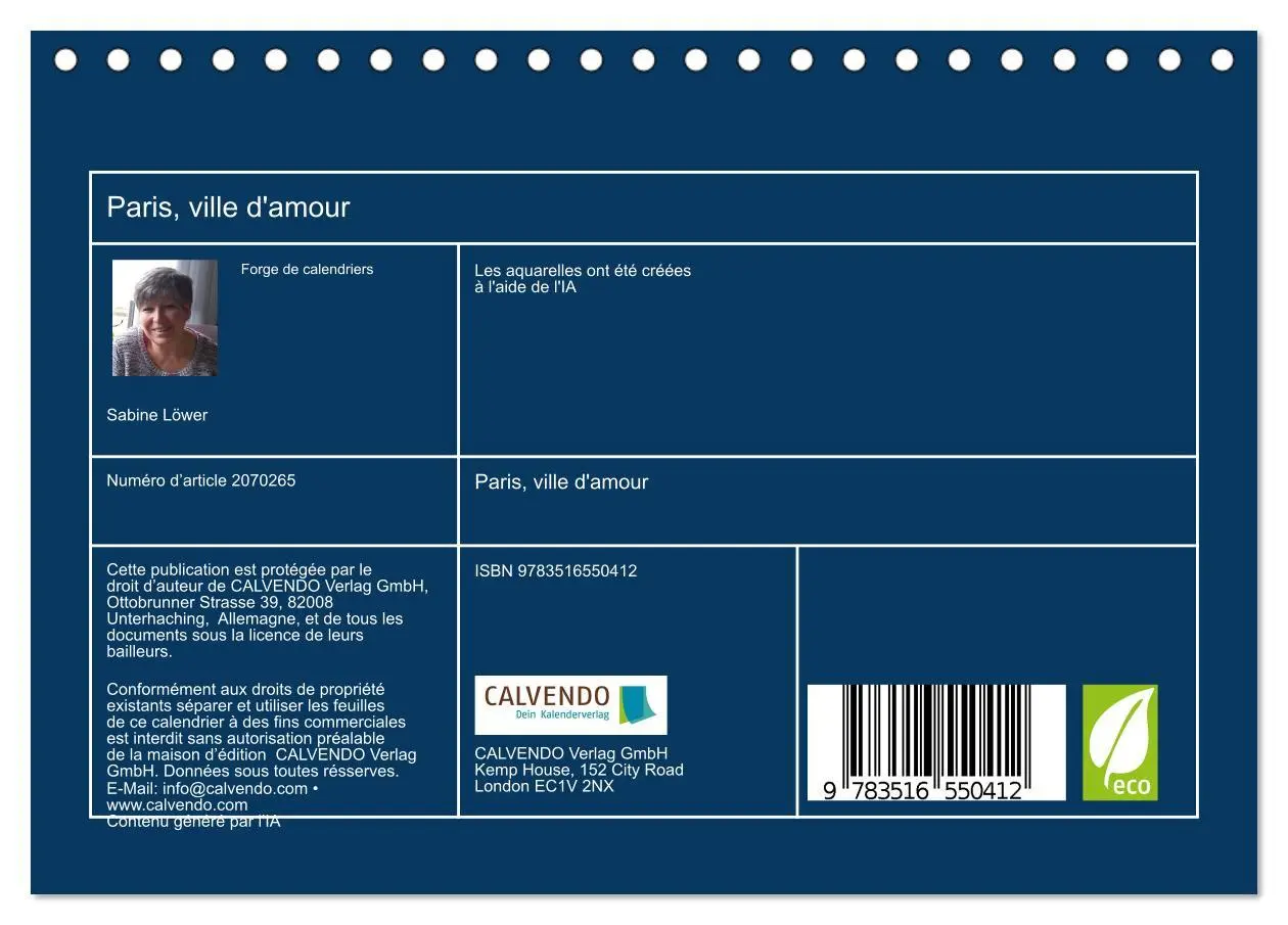 Bild: 9783516550412 | Paris, ville d'amour (Calendrier de bureau 2026 DIN A5 vertical),...