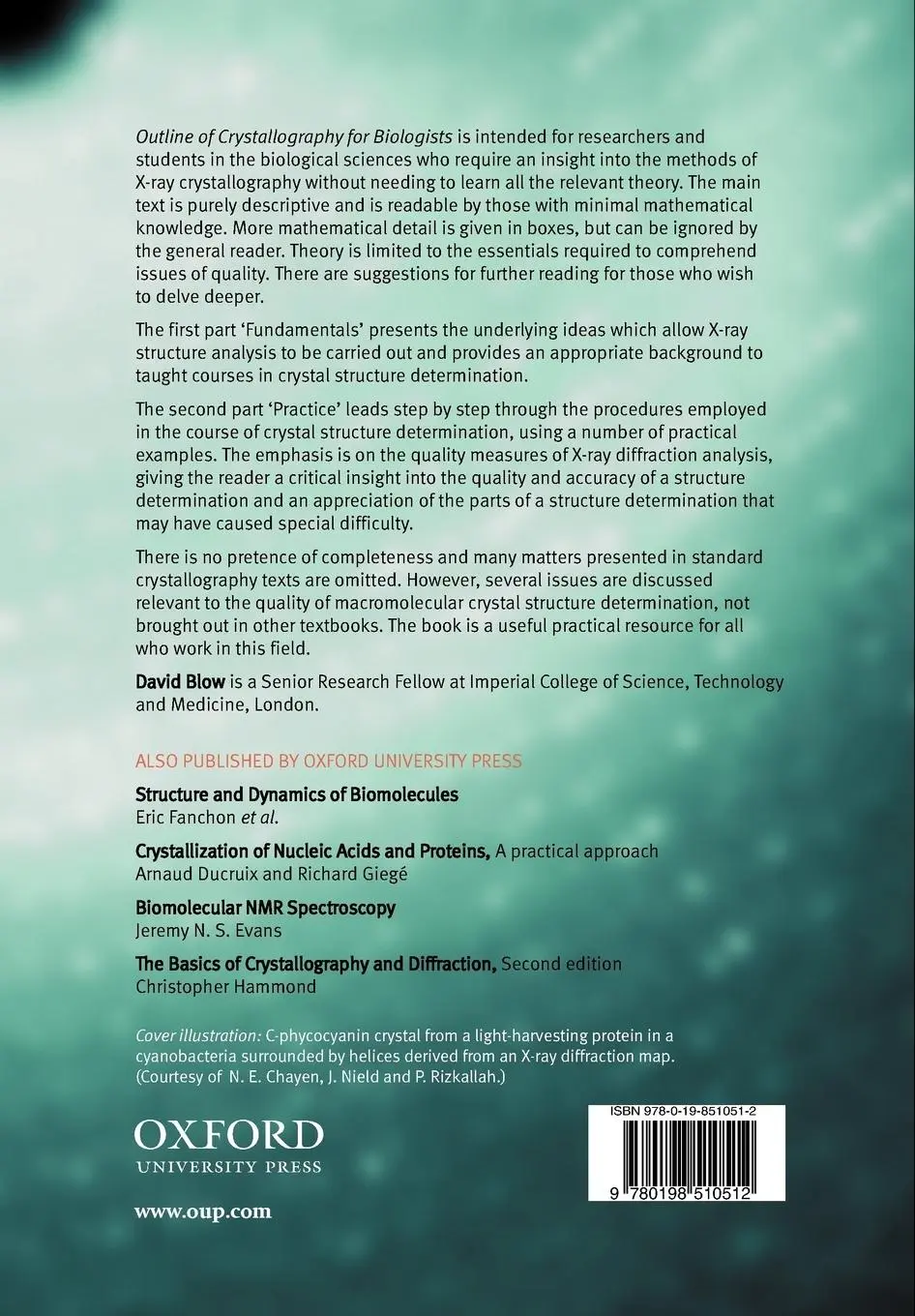 Rückseite: 9780198510512 | Outline of Crystallography for Biologists | David Blow (u. a.) | Buch