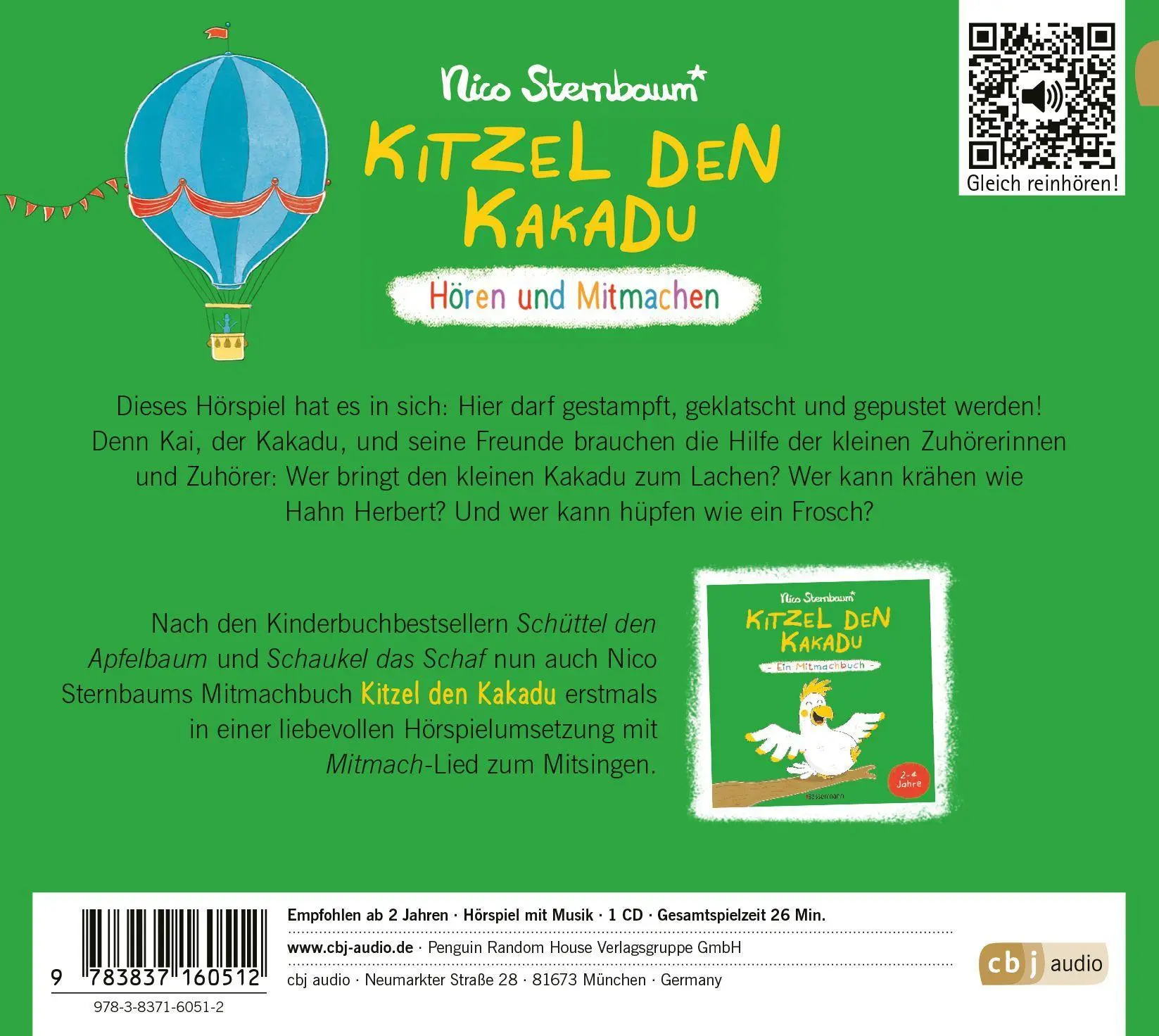 Bild: 9783837160512 | Kitzel den Kakadu | Hören und Mitmachen | Nico Sternbaum | Audio-CD