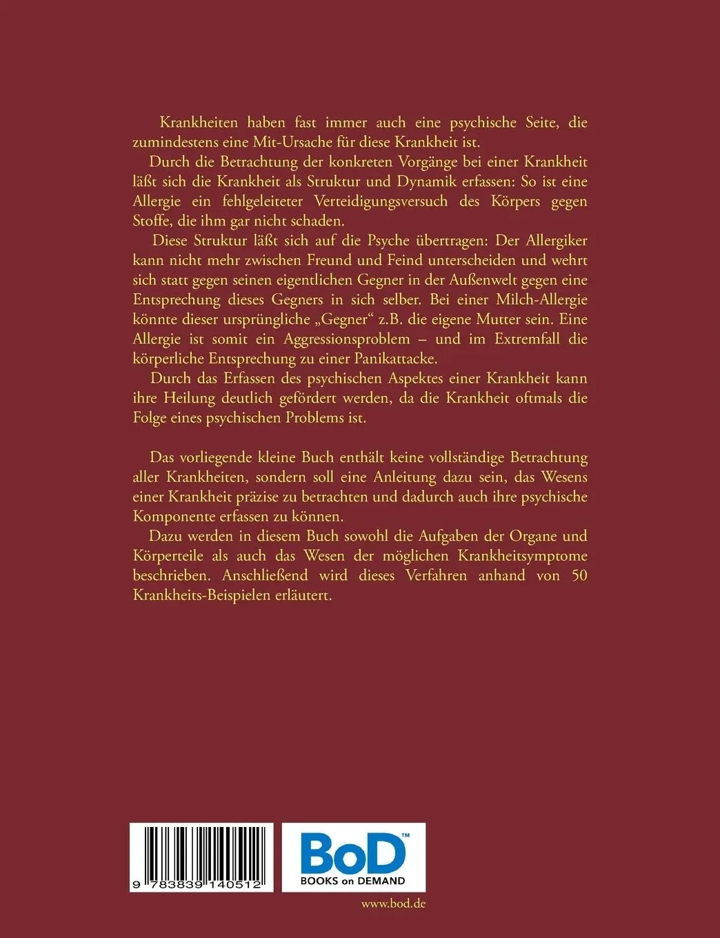 Rückseite: 9783839140512 | Die Symbolik der Krankheiten | Harry Eilenstein | Taschenbuch | 76 S.