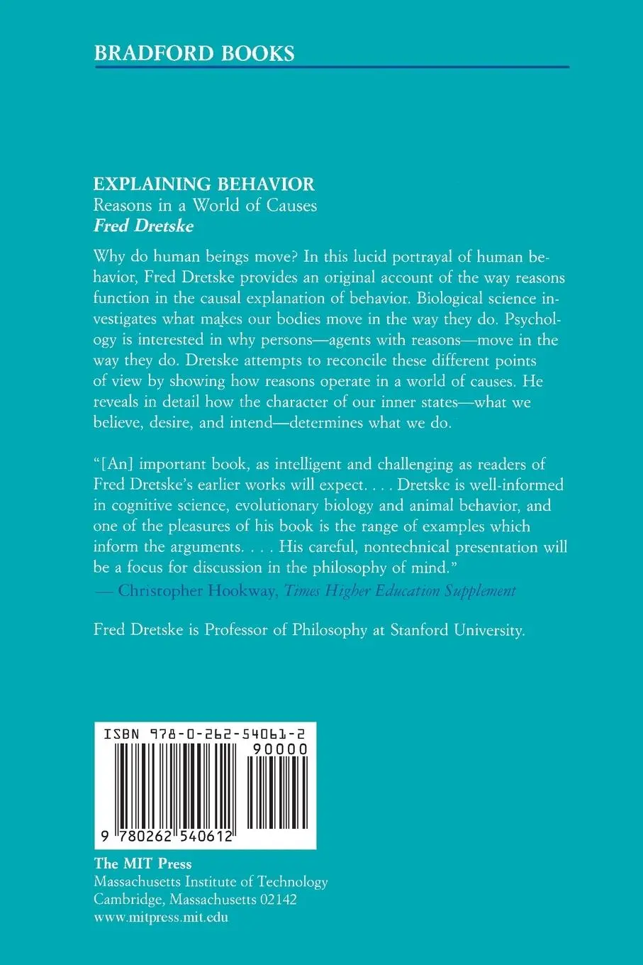 Rückseite: 9780262540612 | Explaining Behavior | Reasons in a World of Causes | Fred Dretske
