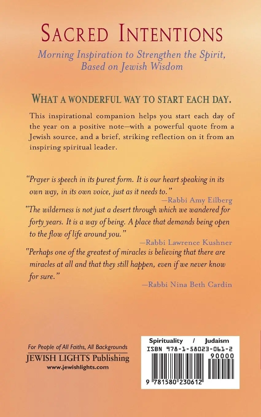 Rückseite: 9781580230612 | Sacred Intentions | Rabbi Lori Forman-Jacobi (u. a.) | Taschenbuch