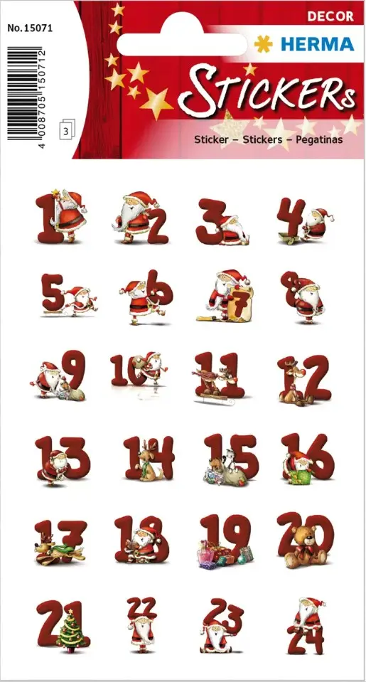 Cover: 4008705150712 | Herma Sticker Lebkuchenzahlen, Adventskalender Zahlen, 3 Blatt 72...