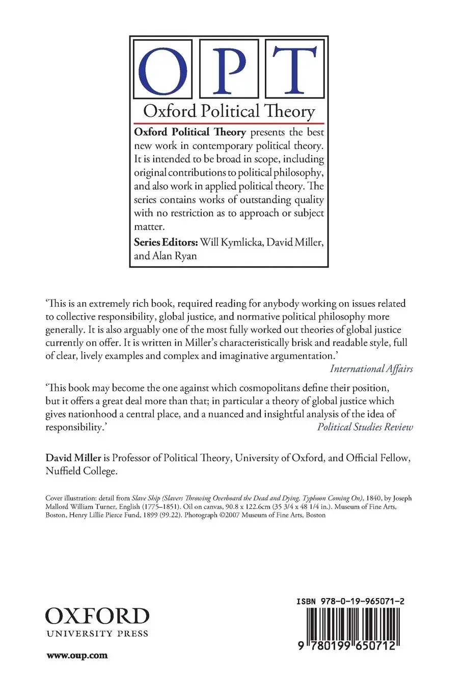 Rückseite: 9780199650712 | NATIONAL RESPONSIBILITY AND GLOBAL JUSTICE | Miller | Taschenbuch