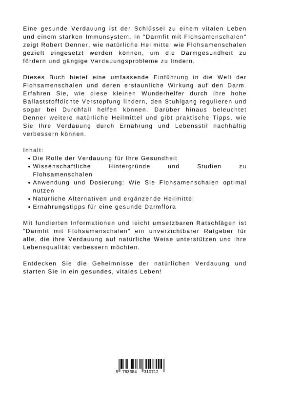 Rückseite: 9783384310712 | Darmfit mit Flohsamenschalen | Heilmittel für eine optimale Verdauung