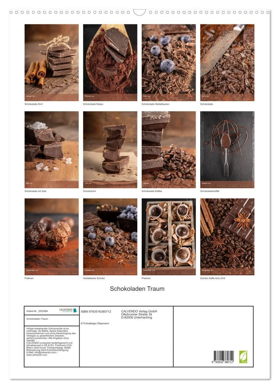 Bild: 9783516380712 | Schokoladen Traum (Wandkalender 2026 DIN A2 hoch), CALVENDO...